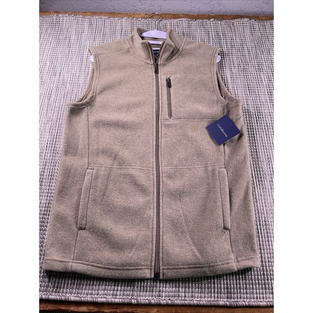 Croft & Barrow Mens Small Fleece Vest Beige Oat Heather Full Zip MC53K202RN NEW